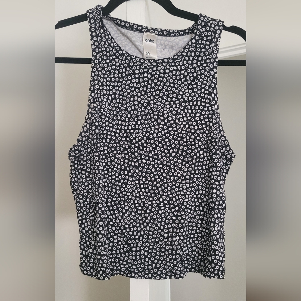 Anko Black and White Patterned Tank Top